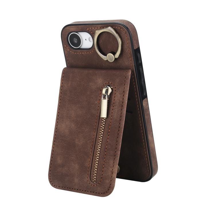 Retro Ring and Zipper RFID Card Slot Phone Case, For iPhone 17e / 16e, For iPhone 17 Pro Max, For iPhone 17 Pro