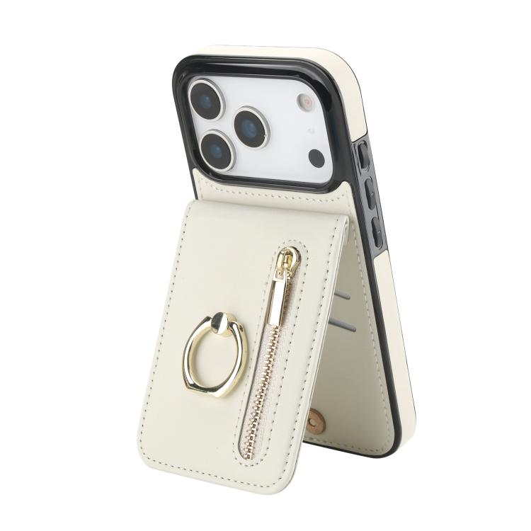 Retro Ring and Zipper RFID Card Slot Phone Case, For iPhone 18 Pro / 17 Pro, For iPhone 18 Pro Max / 17 Pro Max, For iPhone 17e / 16e