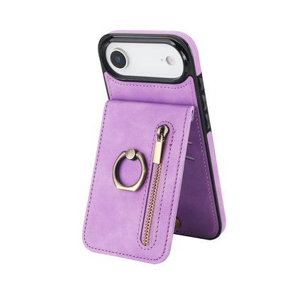Retro Ring and Zipper RFID Card Slot Phone Case, For iPhone 17, For iPhone Air, For iPhone 16 Pro Max