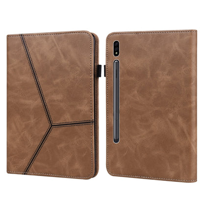 Solid Color Stripe Embossed Leather Tablet Case