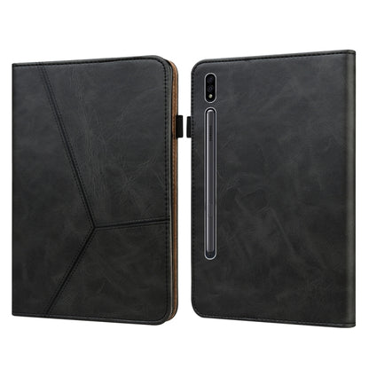 Solid Color Stripe Embossed Leather Tablet Case, For Samsung Galaxy Tab S7 / S8