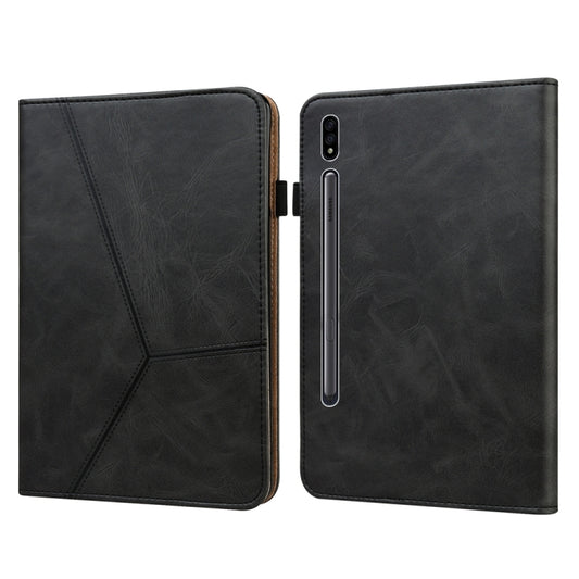 Solid Color Stripe Embossed Leather Tablet Case, For Samsung Galaxy Tab S7 / S8