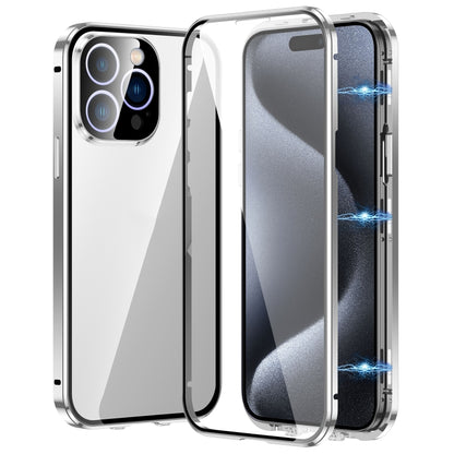 Magnetic Double-buckle HD Tempered Glass Phone Case, For iPhone 16 Plus, For iPhone 16, For iPhone 15 Pro Max, For iPhone 15 Pro