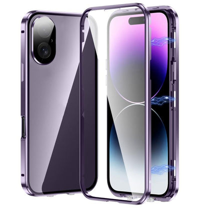 Magnetic Double-buckle HD Tempered Glass Phone Case, For iPhone 17e / 16e, For iPhone 17, For iPhone 16 Pro Max, For iPhone 16 Pro