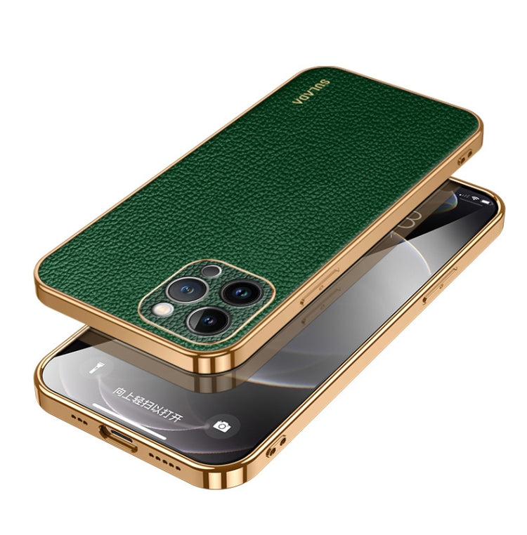 SULADA TPU + Litchi Texture Leather Phone Case, For iPhone 15 Pro Max, For iPhone 15 Pro, For iPhone 15 Plus, For iPhone 15