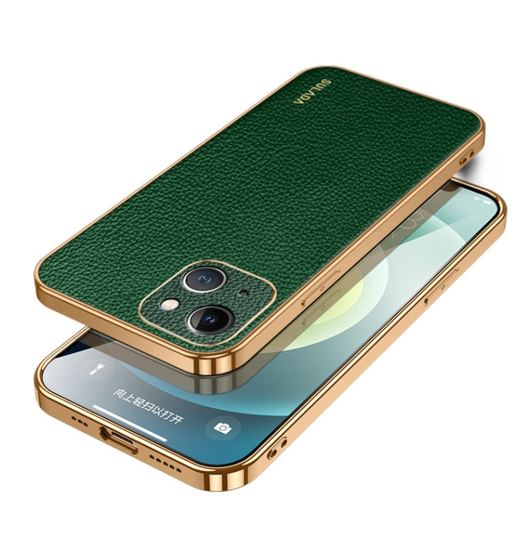 SULADA TPU + Litchi Texture Leather Phone Case, For iPhone 15 Pro Max, For iPhone 15 Pro, For iPhone 15 Plus, For iPhone 15