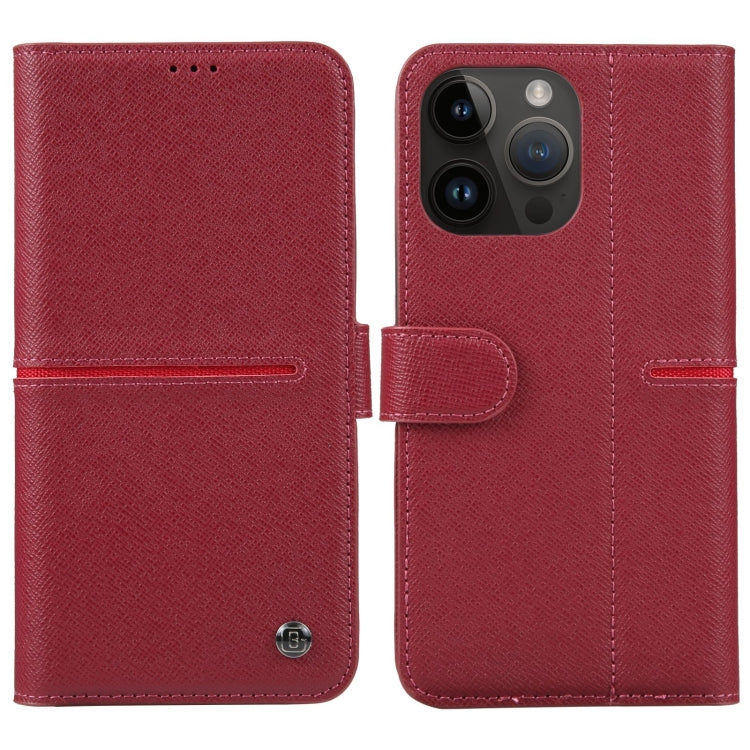 GEBEI Top-grain Horizontal Flip Leather Phone Case, For iPhone 15 Pro Max, For iPhone 15 Pro, For iPhone 15