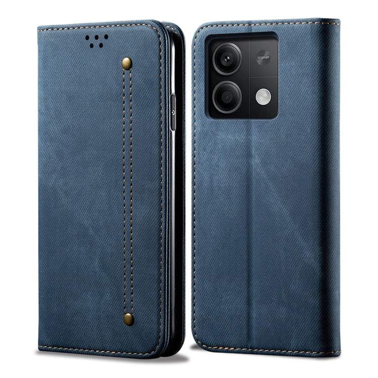 Denim Texture Casual Style Horizontal Flip Leather Case, For Xiaomi Redmi 13 4G Global, For Xiaomi Redmi Turbo 3, For Xiaomi Redmi Note 13 4G Global, For Xiaomi Redmi 13C 5G Global, For Xiaomi Redmi K70E, For Xiaomi Redmi Note 13R Pro