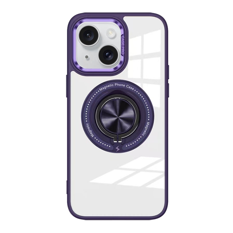 Magnetic Rotating Ring Holder Acrylic Phone Case, For iPhone 15 Pro Max, For iPhone 15 Pro, For iPhone 15 Plus, For iPhone 15