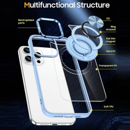 Magnetic Rotating Ring Holder Acrylic Phone Case, For iPhone 15 Pro Max, For iPhone 15 Pro, For iPhone 15 Plus, For iPhone 15