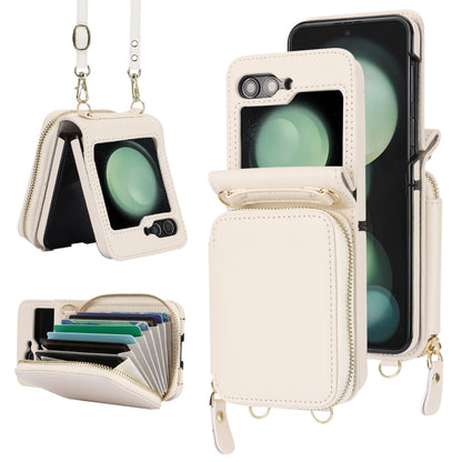 Long and Short Lanyard Zipper Card Slot Foldable Phone Case, For Samsung Galaxy Z Flip6 / Flip7 FE, For Samsung Galaxy Z Flip5