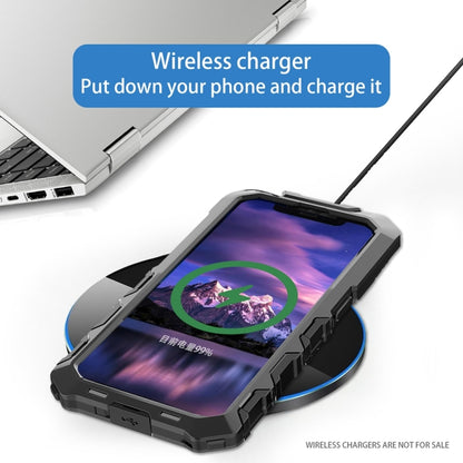 R-JUST Metal + Silicone + Tempered Glass Life Waterproof Phone Case with Holder, For iPhone 15 Pro Max, For iPhone 15 Pro, For iPhone 15 Plus, For iPhone 15