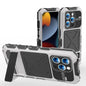 R-JUST Metal + Silicone + Tempered Glass Life Waterproof Phone Case with Holder, For iPhone 15 Pro Max, For iPhone 15 Pro, For iPhone 15 Plus, For iPhone 15