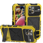 R-JUST Metal + Silicone + Tempered Glass Life Waterproof Phone Case with Holder, For iPhone 15 Pro Max, For iPhone 15 Pro, For iPhone 15 Plus, For iPhone 15