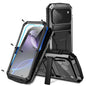 R-JUST Metal + Silicone + Tempered Glass Life Waterproof Phone Case with Holder, For iPhone 18 Pro, For iPhone 18 Pro Max, For iPhone 17 Pro Max, For iPhone 17 Pro, For iPhone 17, For iPhone Air
