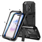 R-JUST Metal + Silicone + Tempered Glass Life Waterproof Phone Case with Holder, For iPhone 18 Pro, For iPhone 18 Pro Max, For iPhone 17 Pro Max, For iPhone 17 Pro, For iPhone 17, For iPhone Air