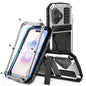 R-JUST Metal + Silicone + Tempered Glass Life Waterproof Phone Case with Holder, For iPhone 18 Pro, For iPhone 18 Pro Max, For iPhone 17 Pro Max, For iPhone 17 Pro, For iPhone 17, For iPhone Air