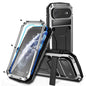 R-JUST Metal + Silicone + Tempered Glass Life Waterproof Phone Case with Holder, For iPhone 18 Pro, For iPhone 18 Pro Max, For iPhone 17 Pro Max, For iPhone 17 Pro, For iPhone 17, For iPhone Air