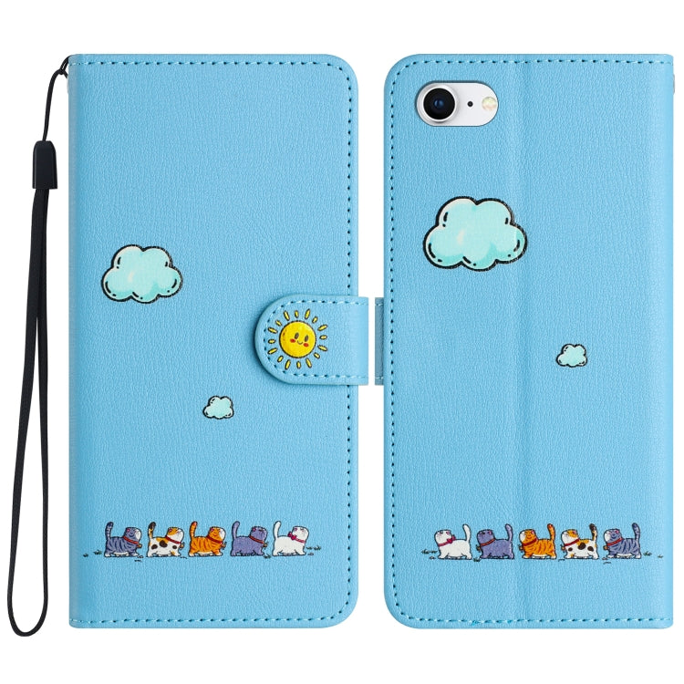 Cartoon Cats Leather Phone Case, For iPhone 14 Pro Max, For iPhone SE 2022 / SE 2020, For iPhone 13 Pro Max, For iPhone 13 Pro