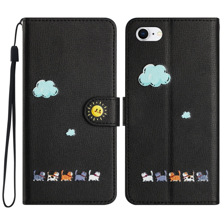 Cartoon Cats Leather Phone Case, For iPhone 14 Pro Max, For iPhone SE 2022 / SE 2020, For iPhone 13 Pro Max, For iPhone 13 Pro