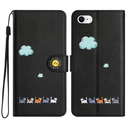 Cartoon Cats Leather Phone Case, For iPhone 14 Pro Max, For iPhone SE 2022 / SE 2020, For iPhone 13 Pro Max, For iPhone 13 Pro