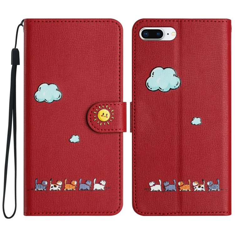 Cartoon Cats Leather Phone Case, For iPhone XS Max, For iPhone 8 Plus / 7 Plus