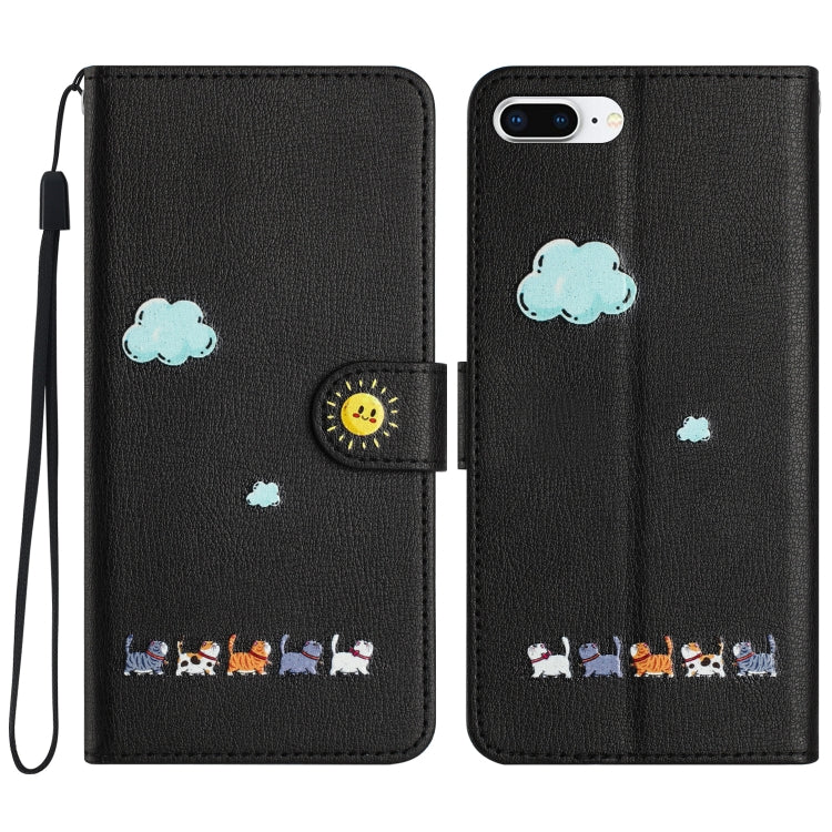 Cartoon Cats Leather Phone Case, For iPhone XS Max, For iPhone 8 Plus / 7 Plus