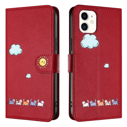 Cartoon Cats Leather Phone Case, For iPhone 11, For iPhone 11 Pro, For iPhone XS / X, For iPhone XR
