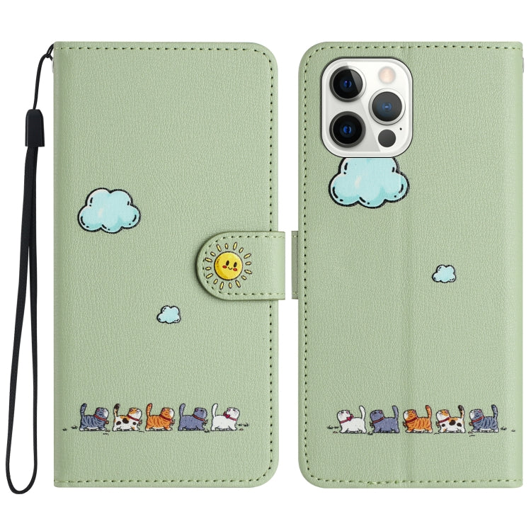 Cartoon Cats Leather Phone Case, For iPhone 14 Pro Max, For iPhone SE 2022 / SE 2020, For iPhone 13 Pro Max, For iPhone 13 Pro