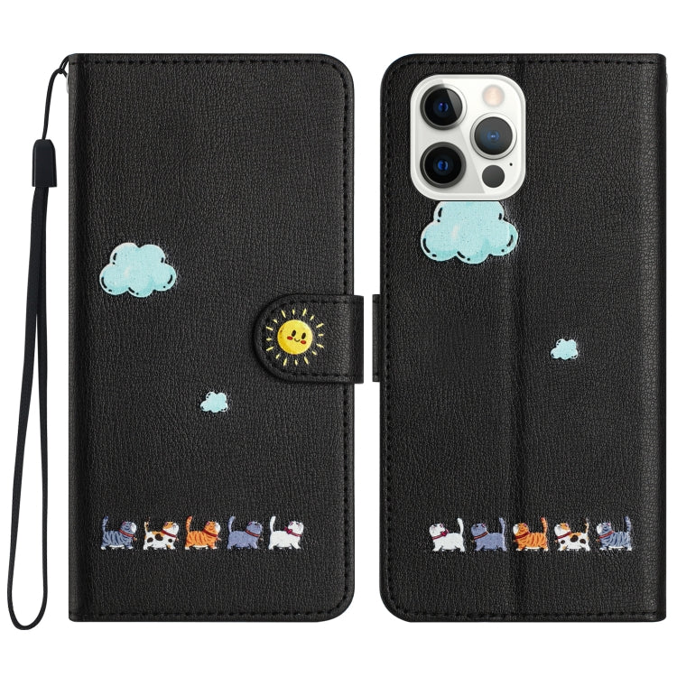 Cartoon Cats Leather Phone Case, For iPhone 14 Pro Max, For iPhone SE 2022 / SE 2020, For iPhone 13 Pro Max, For iPhone 13 Pro