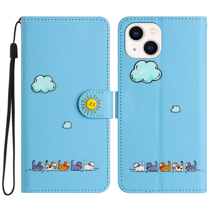 Cartoon Cats Leather Phone Case, For iPhone 15, For iPhone 14 Plus, For iPhone 14 / 13, For iPhone 14 Pro