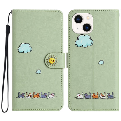 Cartoon Cats Leather Phone Case, For iPhone 15, For iPhone 14 Plus, For iPhone 14 / 13, For iPhone 14 Pro
