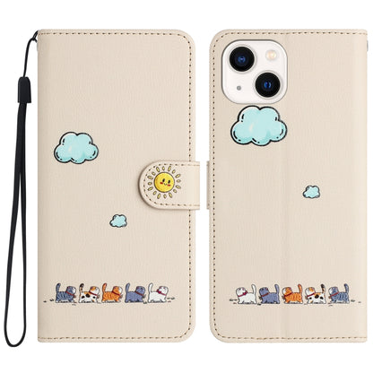Cartoon Cats Leather Phone Case, For iPhone 15, For iPhone 14 Plus, For iPhone 14 / 13, For iPhone 14 Pro