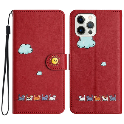 Cartoon Cats Leather Phone Case, For iPhone 15, For iPhone 14 Plus, For iPhone 14 / 13, For iPhone 14 Pro
