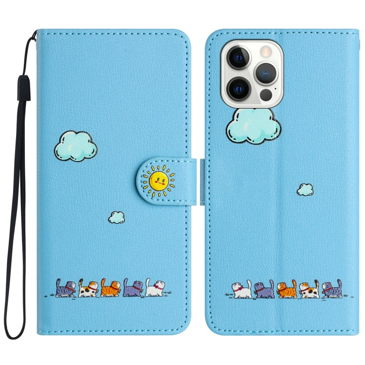 Cartoon Cats Leather Phone Case, For iPhone 15, For iPhone 14 Plus, For iPhone 14 / 13, For iPhone 14 Pro