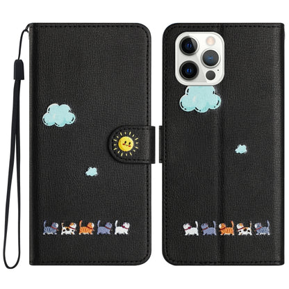 Cartoon Cats Leather Phone Case, For iPhone 15, For iPhone 14 Plus, For iPhone 14 / 13, For iPhone 14 Pro