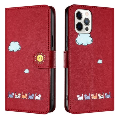 Cartoon Cats Leather Phone Case, For iPhone 14 Pro Max, For iPhone SE 2022 / SE 2020, For iPhone 13 Pro Max, For iPhone 13 Pro
