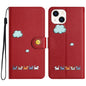 Cartoon Cats Leather Phone Case, For iPhone 15, For iPhone 14 Plus, For iPhone 14 / 13, For iPhone 14 Pro