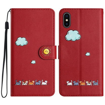 Cartoon Cats Leather Phone Case, For iPhone 11, For iPhone 11 Pro, For iPhone XS / X, For iPhone XR