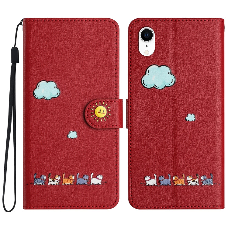 Cartoon Cats Leather Phone Case, For iPhone 11, For iPhone 11 Pro, For iPhone XS / X, For iPhone XR