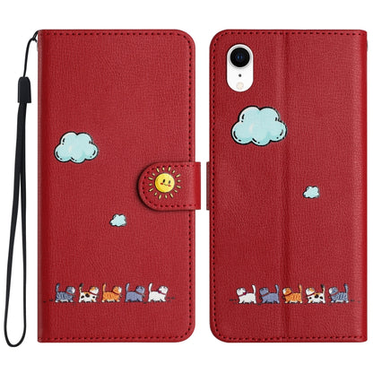 Cartoon Cats Leather Phone Case, For iPhone 11, For iPhone 11 Pro, For iPhone XS / X, For iPhone XR
