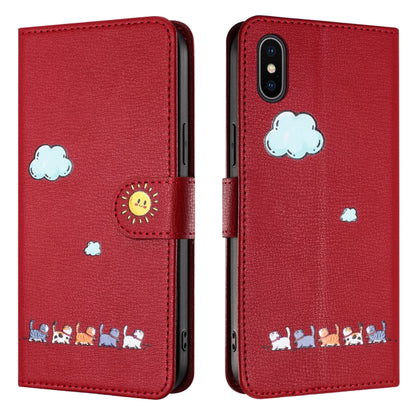 Cartoon Cats Leather Phone Case, For iPhone XS Max, For iPhone 8 Plus / 7 Plus
