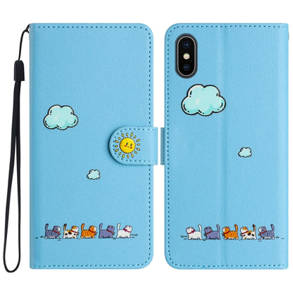 Cartoon Cats Leather Phone Case, For iPhone XS Max, For iPhone 8 Plus / 7 Plus