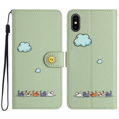 Cartoon Cats Leather Phone Case, For iPhone XS Max, For iPhone 8 Plus / 7 Plus