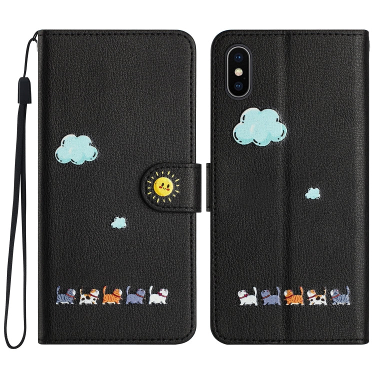 Cartoon Cats Leather Phone Case, For iPhone XS Max, For iPhone 8 Plus / 7 Plus