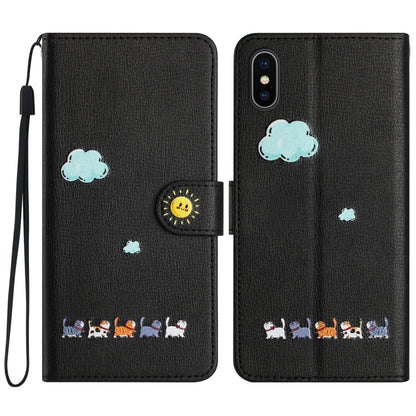 Cartoon Cats Leather Phone Case, For iPhone XS Max, For iPhone 8 Plus / 7 Plus