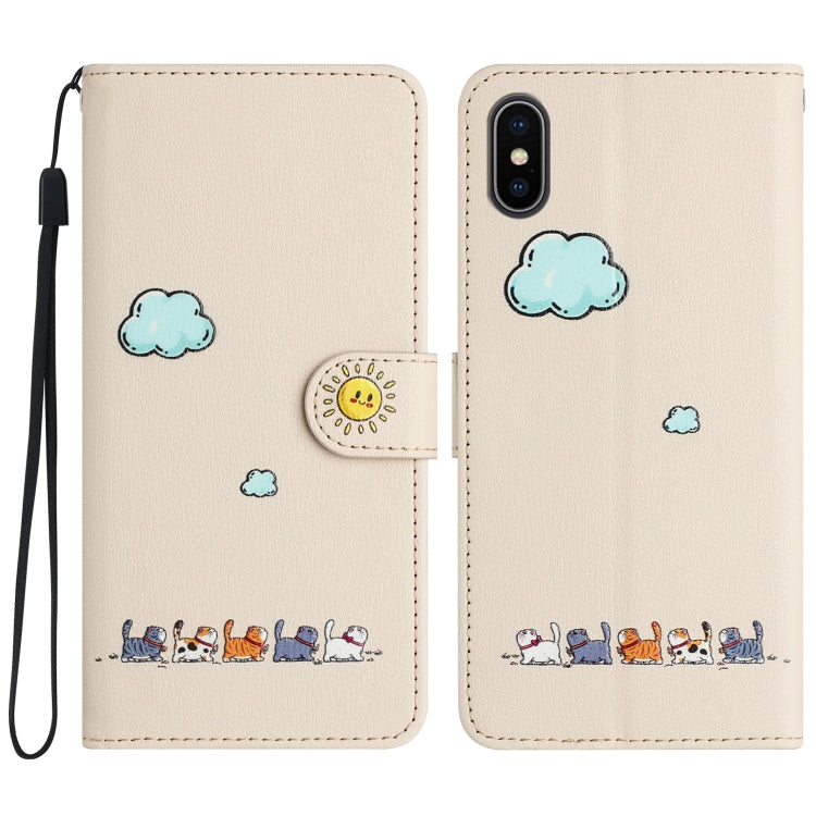 Cartoon Cats Leather Phone Case, For iPhone XS Max, For iPhone 8 Plus / 7 Plus