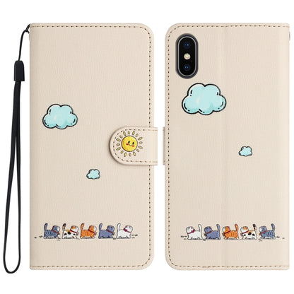 Cartoon Cats Leather Phone Case, For iPhone XS Max, For iPhone 8 Plus / 7 Plus