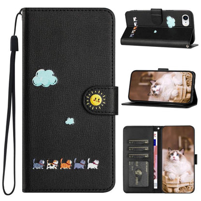 Cartoon Cats Leather Phone Case, For iPhone 17e / 16e, For iPhone 15 Pro Max, For iPhone 15 Pro, For iPhone 15 Plus