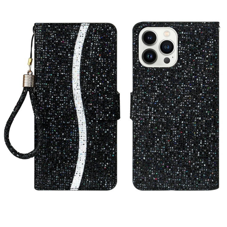 Glitter Powder Filp Leather Phone Case, For iPhone 16, For iPhone 15 Pro Max, For iPhone 15 Pro, For iPhone 15 Plus